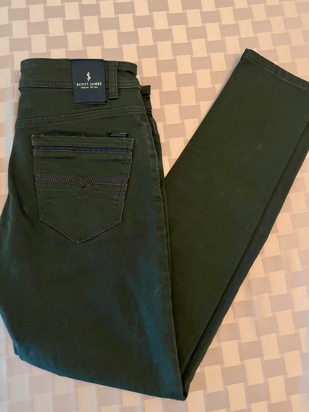Men's Dark Green Scott James Slim Fit Jeans Like New 32 x 32